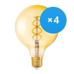 Mehrfachpackung 4x Osram Vintage 1906 LED E27 Globe Fadenlampe Gold 125mm 5W 250lm - 820 Extra Warmweiß | Ersatz für 25W